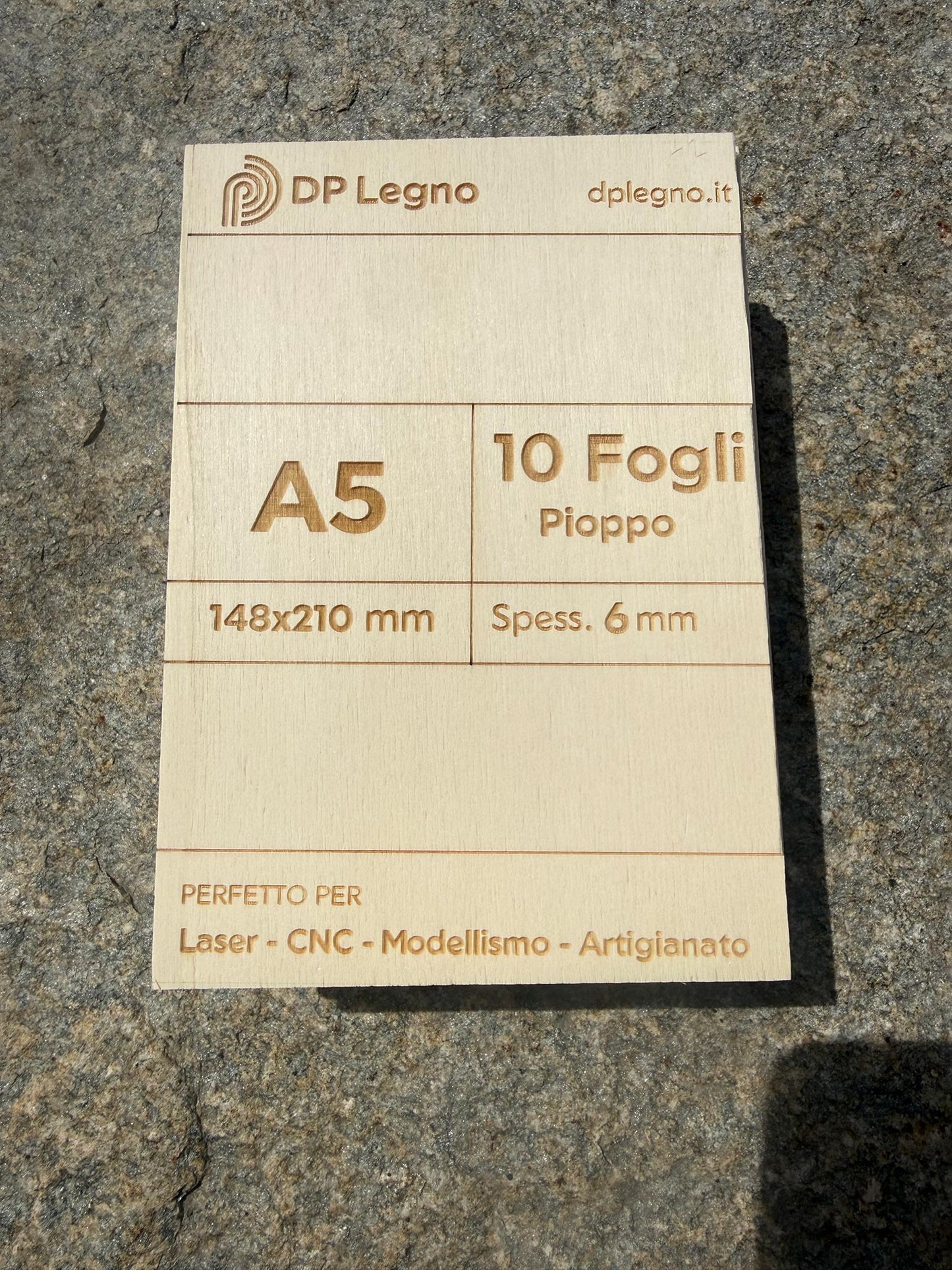 Pack Compensato in Pioppo per Laser, CNC e Modellismo - A5 (148x210 mm)