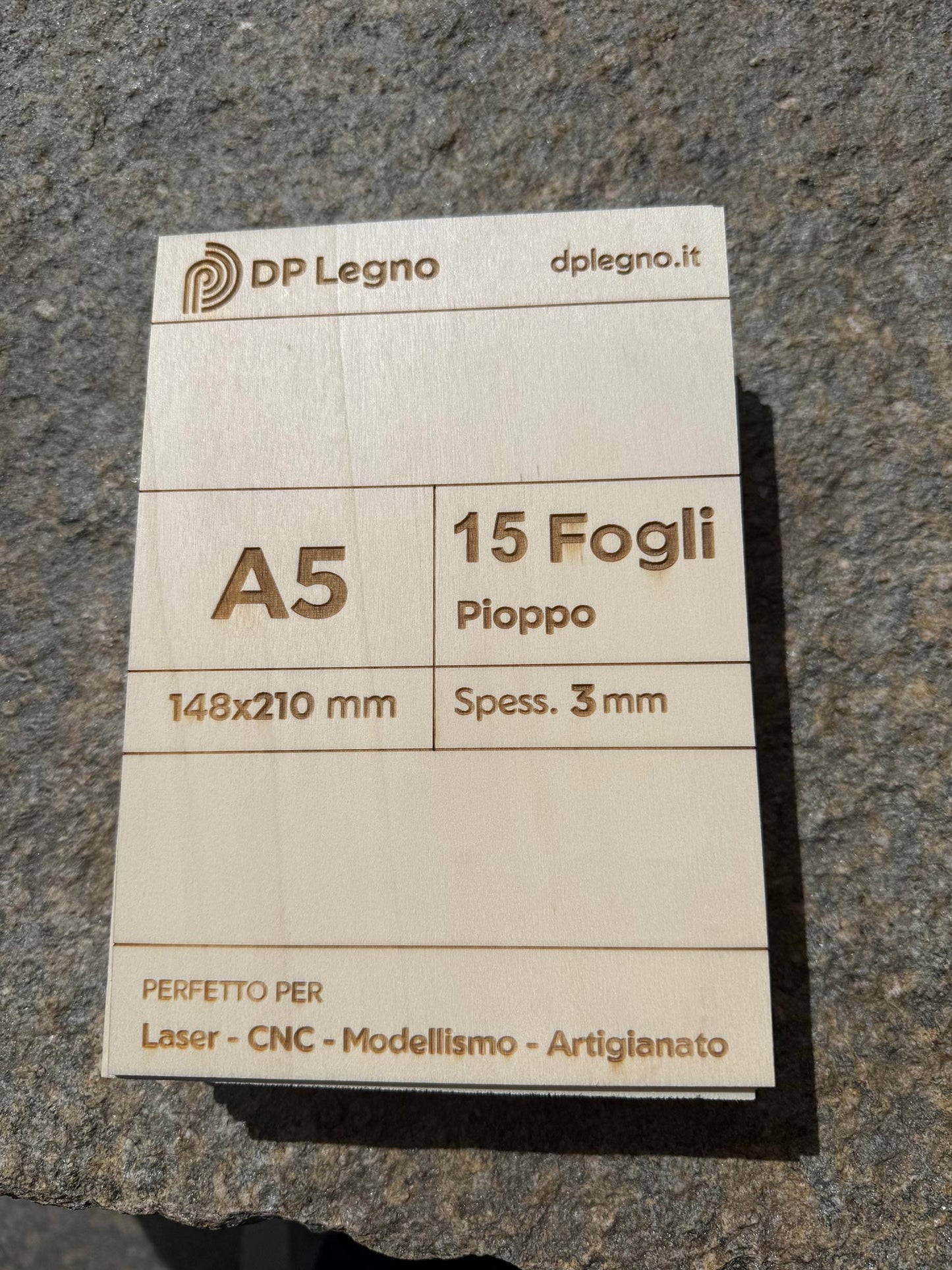 Pack Compensato in Pioppo per Laser, CNC e Modellismo - A5 (148x210 mm)