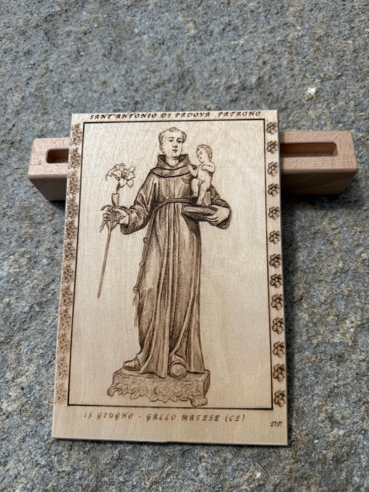 Quadro in legno inciso al laser - Sant'Antonio da Padova con preghiera