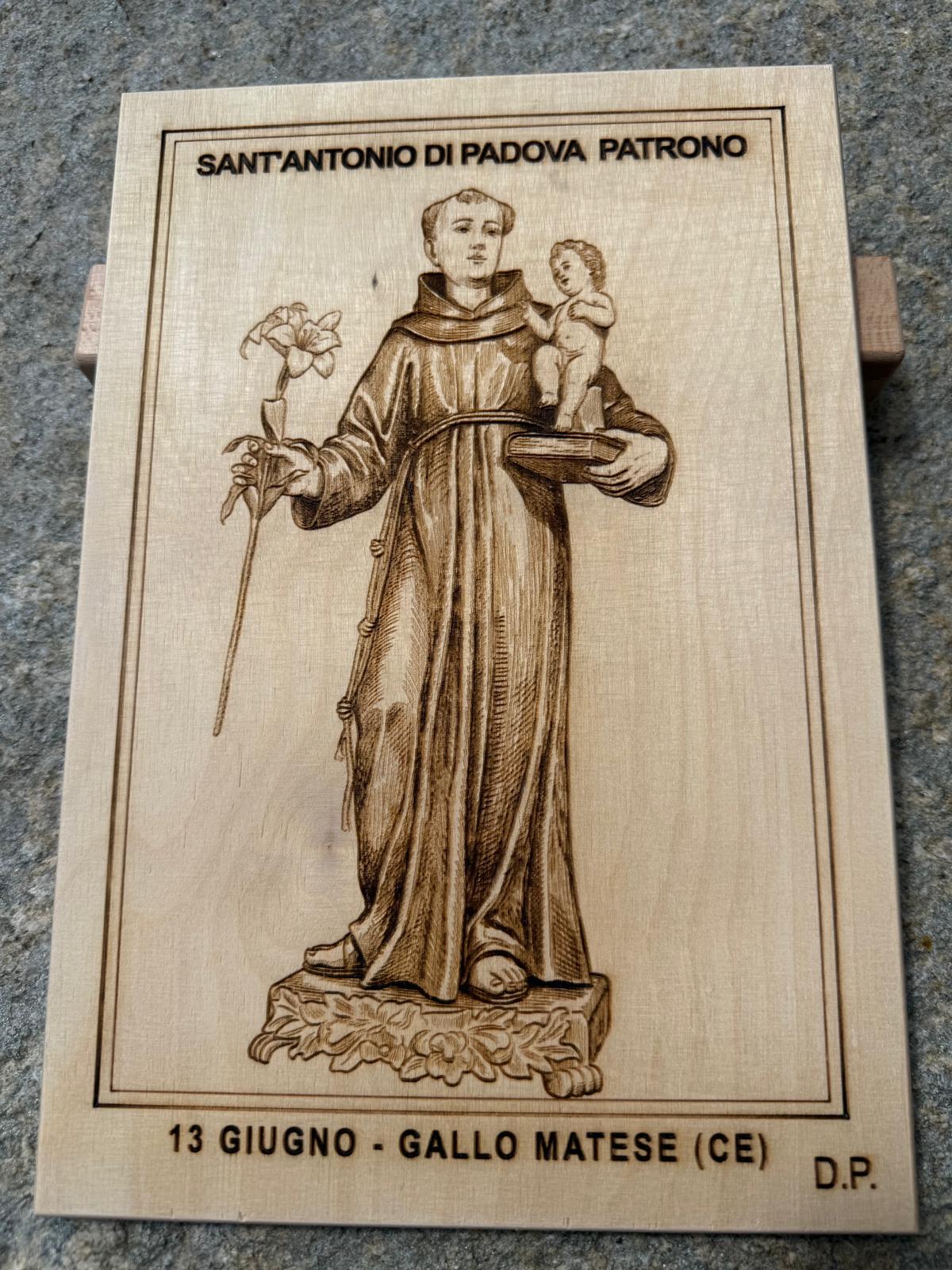 Quadro in legno inciso al laser - Sant'Antonio da Padova con preghiera