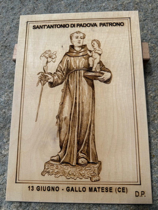 Quadro in legno inciso al laser - Sant'Antonio da Padova con preghiera